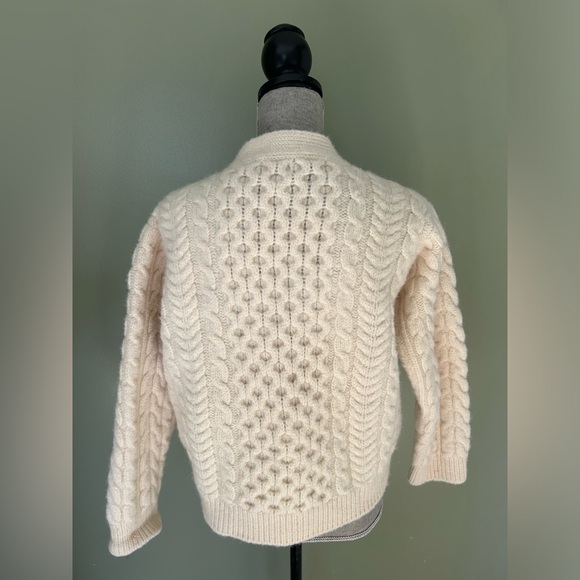 Vintage LL Bean Cable Irish Fisherman Cardigan Wool Made in Ireland Size Medium - Picture 7 of 10